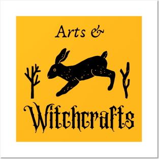 Arts & Witchcrafts Running Hare Occult Design Rustic Twigs Witch Witchcraft Pagan Wiccan Dark Horror Halloween Samhain Posters and Art